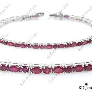 Red Ruby Bracelet\ Natural Ruby\ 925 Sterling Silver\ Tennis Bracelet\ Dainty Bracelet\ July Birthstone\  Gemstone Bracelet\  Gift For Her