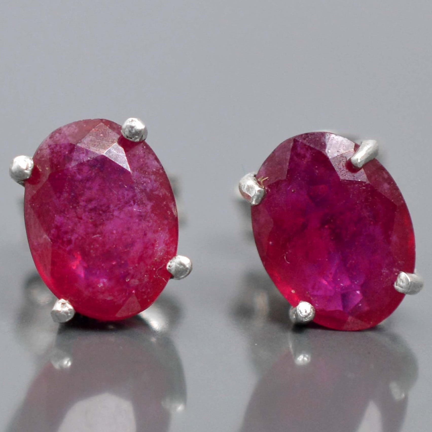 925 Silver Stud Earring Natural Ruby Stud Tiny Earring Ruby | Etsy