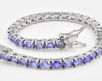 Natural Tanzanite Bracelet, 925 Sterling Silver, Tennis Bracelet, Birthstone Bracelet, Tanzanite Jewelry, Women Bracelet, Christmas Gift