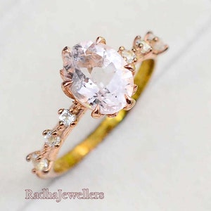 Natural Morganite Ring, 925 Sterling Silver, October Birthstone, Solitaire Ring, Morganite Jewelry, Wedding Ring, Women Ring, Gift for Her