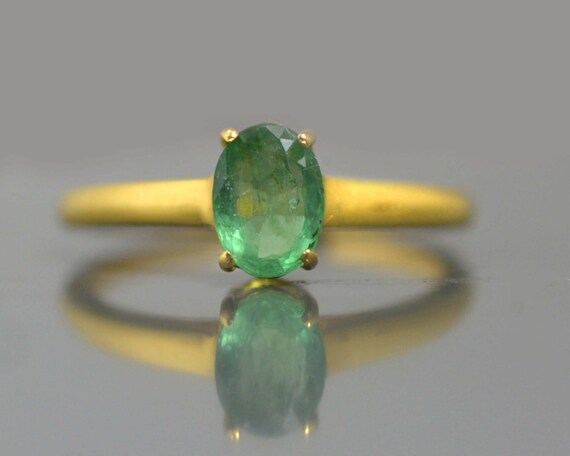 14k Gold Ring Natural Zambian Emerald May Birthstone Ring | Etsy