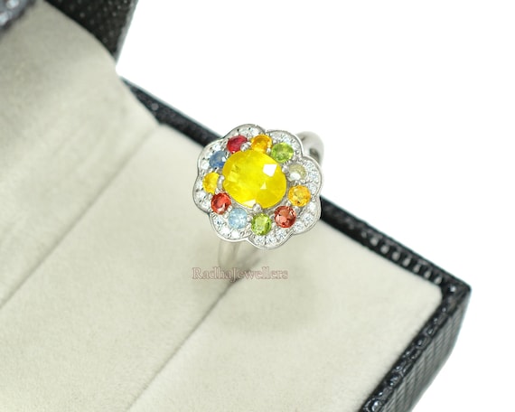 イエローサファイアリング　silver925 天然イエローサファイアリング、マルチサファイアリング