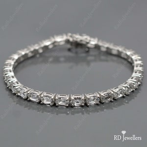 Natural White Topaz Bracelet, Tennis Bracelet, 925 Sterling Silver, November Birthstone, White Topaz Jewelry, Women Jewelry, Wedding Jewelry
