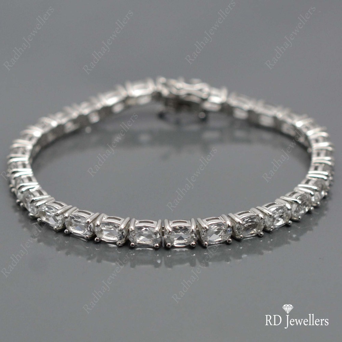 White topaz tennis bracelet Clearance