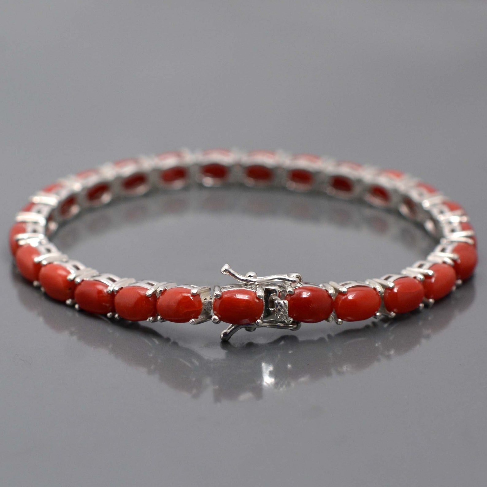 Natural Coral Bracelet 925 Silver Bracelet Italian Coral Etsy