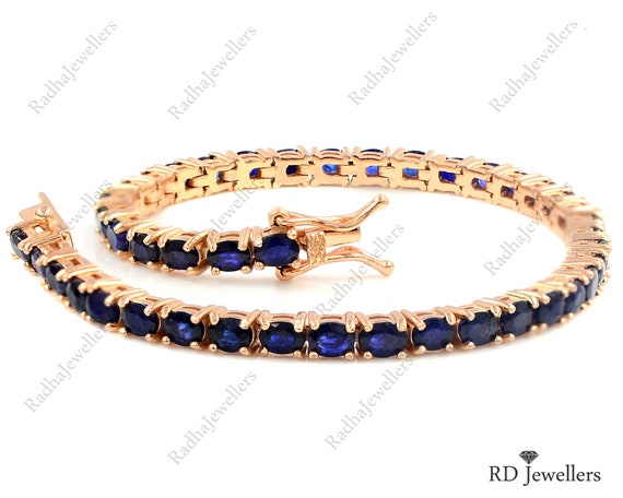 Natural Sapphire Bracelet Sapphire Tennis Bracelet 925 Sterling