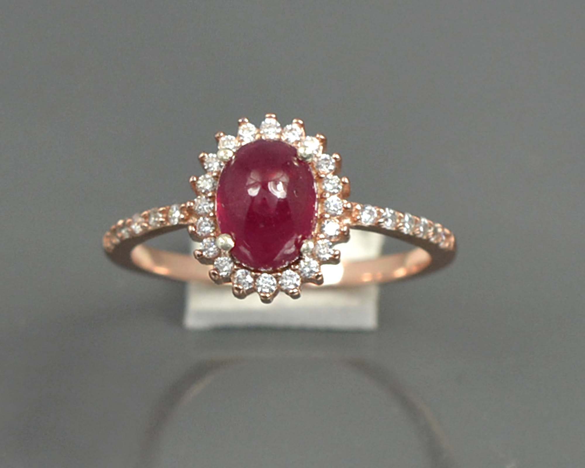 Natural Ruby Cabochon Ring Ruby Jewelry 925 Silver Ring | Etsy