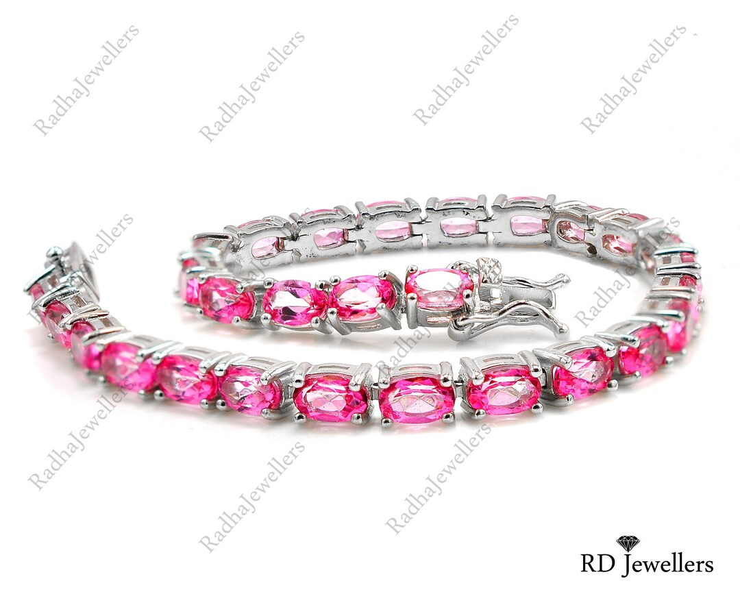 Pink Topaz Tennis Bracelet Pink Topaz Bracelet 925 Sterling Etsy