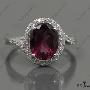 Natural Rhodolite Garnet, 925 Sterling Silver, Promise Ring, Garnet Rhodolite Jewelry, Engagement Ring, Christmas Gift, Cluster Bridal Ring