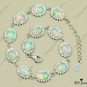 Natural Ethiopian Welo Fire Opal Bracelet\ 925 Sterling Silver\ Chain Adjustable Bracelet\ Women Bracelet\ October Birthstone\ Gift For Her