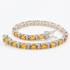 Tennis Bracelet, Natural Citrine Bracelet, 925 Sterling Silver, November Birthstone, Charm Bracelet, Citrine Jewelry, Birthday Gift For Her