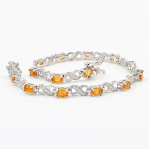 Pulsera de citrino amarillo natural, plata de ley 925, pulsera de tenis, piedra natal de noviembre, joyería de citrino, pulsera para mujer, regalo para ella