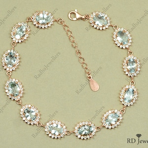 Aquamarine Bracelet\ 925 Sterling Silver\ Natural Aquamarine Bracelet\ March Birthstone\ Chunky Bracelet\ Chain Bracelet\ Christmas Gift