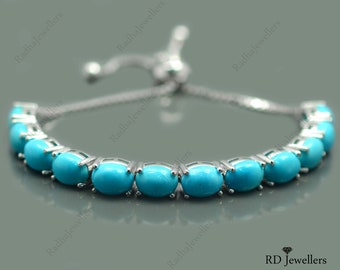925 Sterling Silver\Natural Sleeping Beauty Turquoise\ December Birthstone\Tie Adjustable Bracelet\Turquoise Bracelet\Birthday Gift For Her