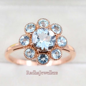 Natural Aquamarine Ring, 925 Sterling Silver, March Birthstone, Statement Ring, Aquamarine Jewelry, Cocktail Ring, Wedding Ring Gift For Her