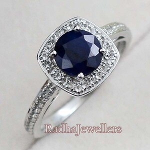 Natural Sapphire Sterling Silver Ring, Sapphire Jewelry, Statement Ring, September Birthstone, Birthday Gift, Wedding Ring, Engagement Ring