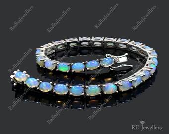 Bracciale In Opale Etiope Con Perline In Argento Sterling 925 Gioielli