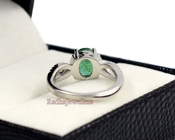 925 Silber Ring Mit Labor-Smaragd & Zirkonia – Smaragdschliff, 5 Ct, Gr. 6-8