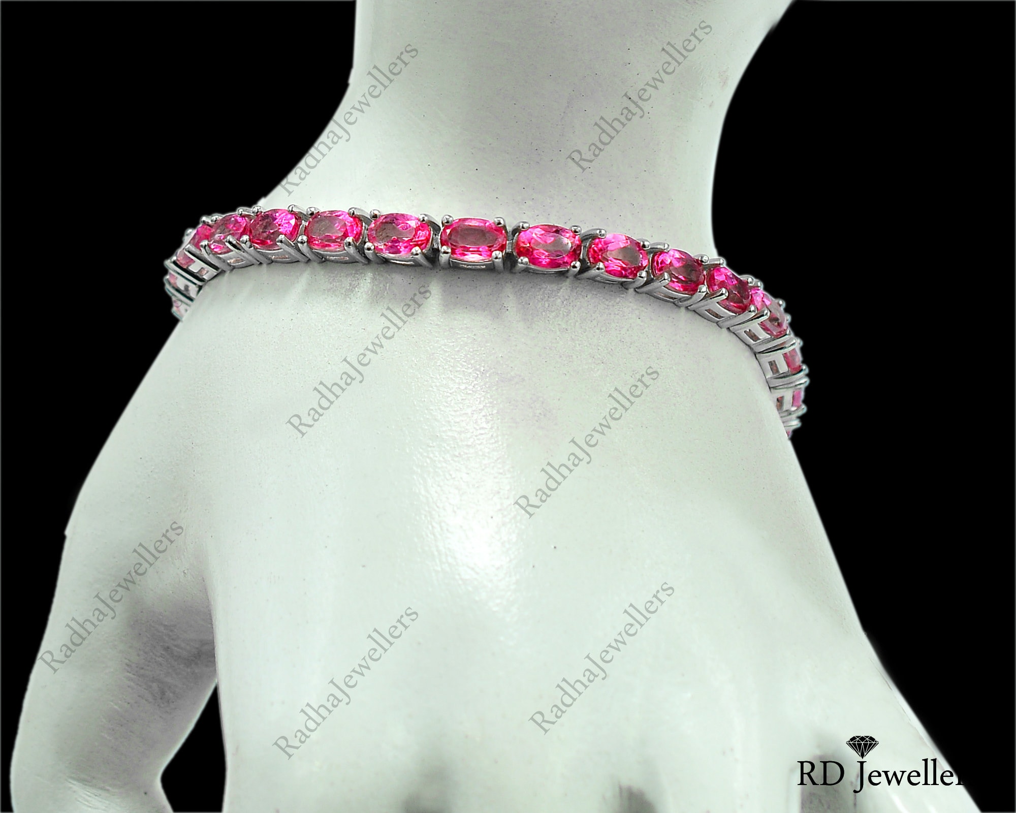 Pink Topaz Tennis Bracelet Pink Topaz Bracelet 925 Sterling Etsy