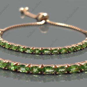 Natural Tsavorite Garnet\ Bolo Adjustable Bracelet\ 925 Sterling Silver\ Tsavorite Green Garnet Bracelet\ January Birthstone\ Christmas Gift