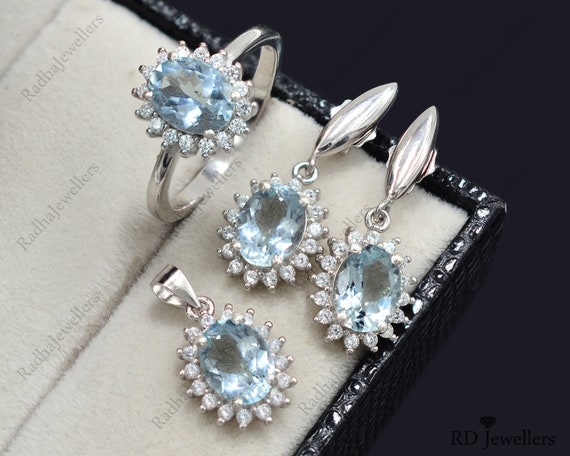 Aquamarine jewelry set deals