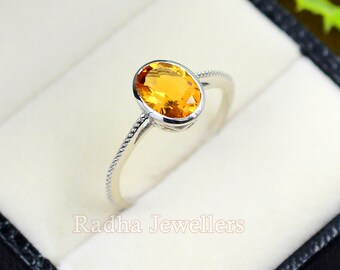 Women Citrine Ring\ Natural Citrine\ 925 Sterling Silver\ Citrine Jewelry\ November Birthstone\ Gemstone Ring\ Proposal Ring\ Gift For Her