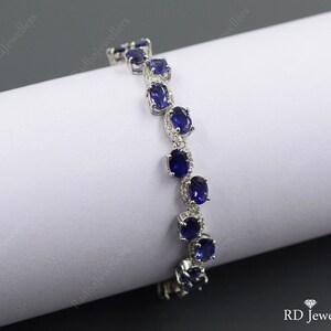 Natural Iolite Bracelet, 925 Sterling Silver, Tie Bracelet, Adjustable Chain Bracelet, December Birthstone, Wedding Bracelet, Gift For Her