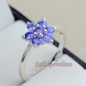 Natural Tanzanite Ring, 925 Sterling Silver, Cluster Ring, Tanzanite Jewelry, December Birthstone, Proposal Ring, Gift For Her, Women Ring