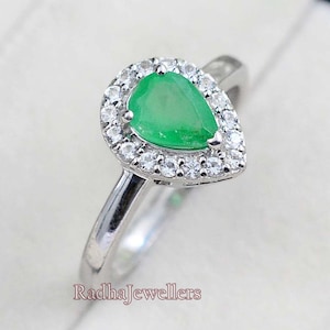 Natural Emerald Ring, 925 Sterling Silver, Statement Ring, Emerald Jewelry, May Birthstone, Anniversary Gift, Wedding Ring, Gift For Her