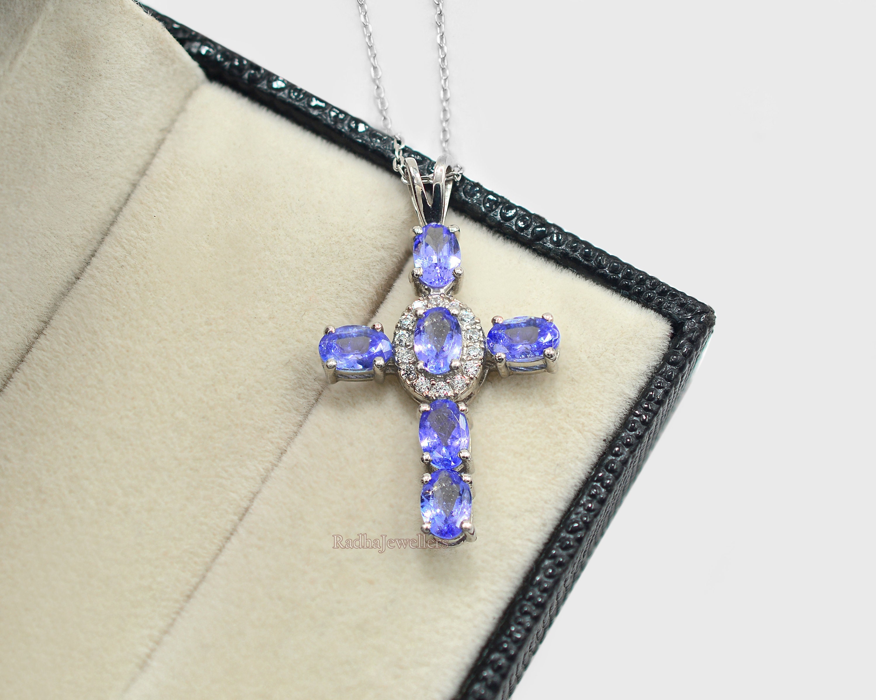 Womens Diamond Accent Genuine Blue Tanzanite 10K Rose Gold Cross Pendant  Necklace - JCPenney