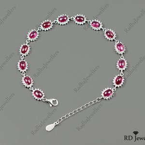 Ruby Bracelet\ 925 Sterling Silver\ Natural Ruby Jewelry Bracelet\ Chunky Bracelet\ Adjustable Bracelet\ Women Bracelet\ Gift For Her