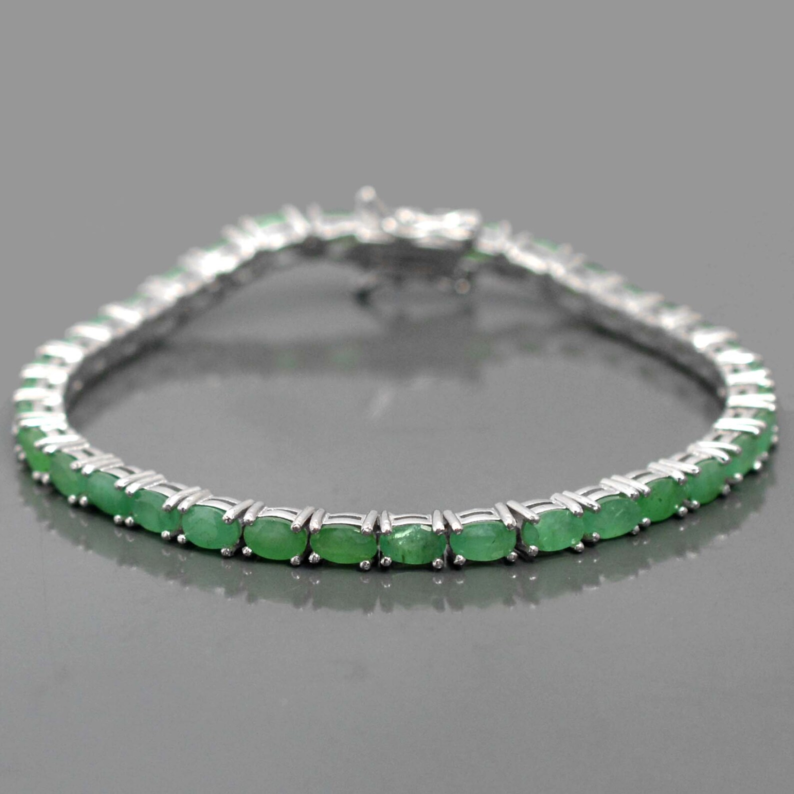 Natural Emerald Bracelet 925 Silver Bracelet Green Emerald Etsy