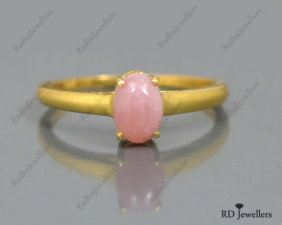 Details about   Natural Pink Opal Gemstone 8x6 MM October Birthstone 14K Gold Engagement Ring 