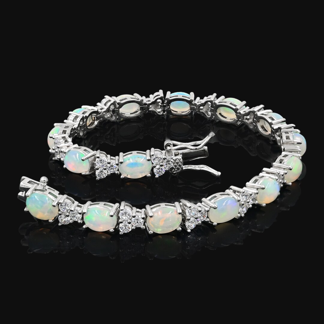 天然エチオピア産ウェロオパールカボションブレスレット、925