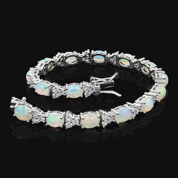 天然エチオピア産ウェロオパールカボションブレスレット、925