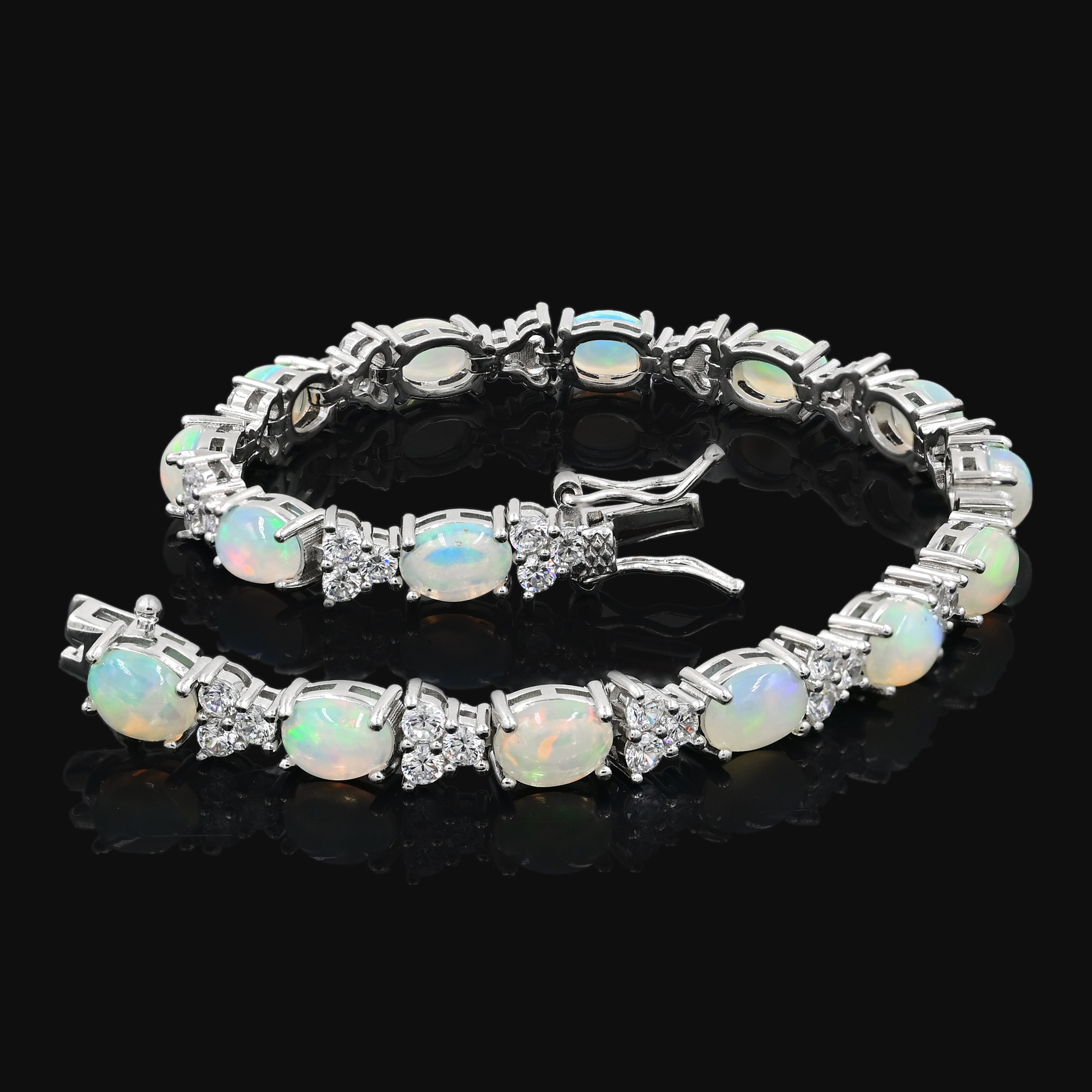 天然エチオピア産ウェロオパールカボションブレスレット、925