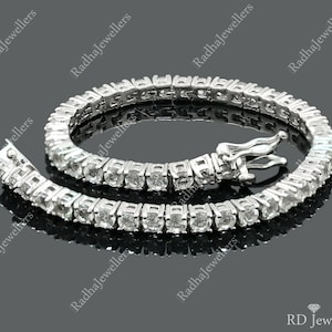 925 Sterling Silver, Natural White Topaz Bracelet, Silver Topaz Bracelet, Tennis Bracelet, Gemstone Bracelet, Bridal Bracelet, Gift For Her