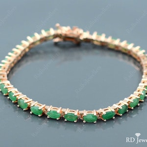 Natural Emerald Bracelet, 925 Sterling Silver, Tennis Bracelet, May Birthstone, Emerald Jewelry, Christmas Gift, Gift For Her, Gift For Wife