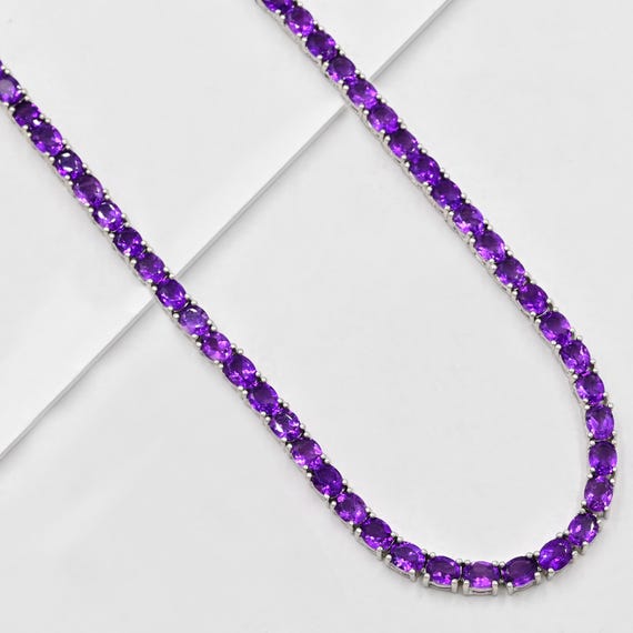 Amethyst tennis necklace clearance