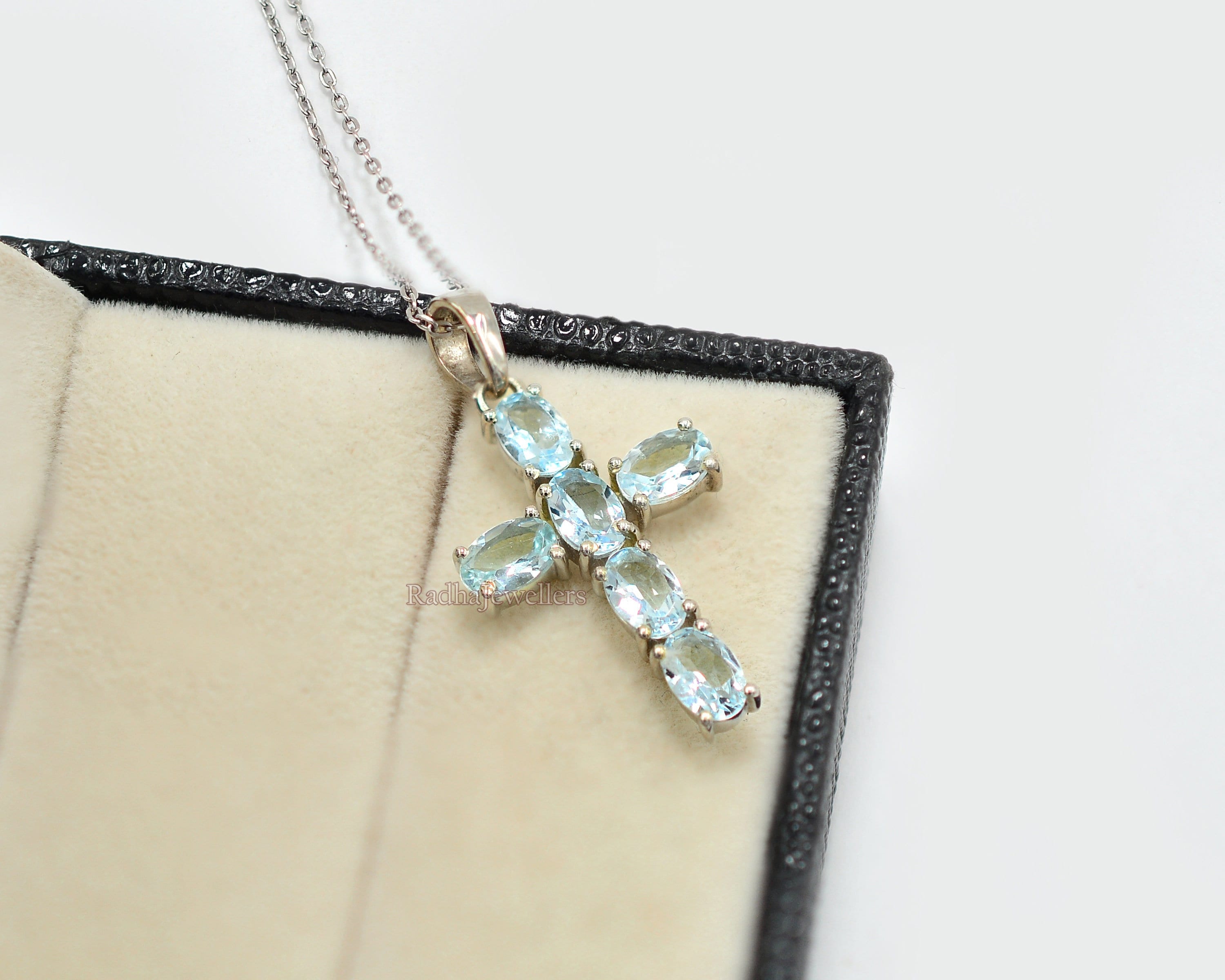 Aquamarine store cross pendant