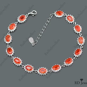 Natural Orange Opal Bracelet\ 925 Sterling Silver\ Ethiopian Opal Bracelet\ Chunky Bracelet\ October Birthstone\ Women Bracelet\Gift For Her