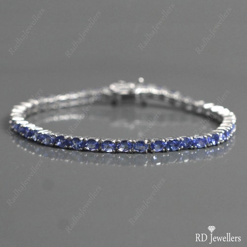 Natural Tanzanite Bracelet, 925 Sterling Silver, Tennis Bracelet, Birthstone shops Bracelet, Tanzanite Jewelry, Women Bracelet, Christmas Gift
