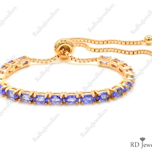Natural Tanzanite Bracelet\ 925 Sterling Silver\ Tanzanite Bracelet\ Adjustable Tie Bracelet\ December Birthstone\ Gift for Her\ Bridal Gift