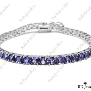 4mm Natural Tanzanite Bracelet, 925 Sterling Silver, December Birthstone, Tennis Bracelet, Tanzanite Jewelry ,Wedding Bracelet, Gift For Her
