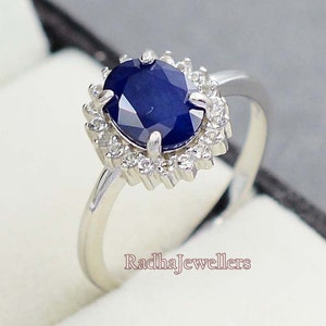 Natural Sapphire Ring, 925 Sterling Silver, Sapphire Jewelry, September Birthstone, Solitaire Ring, Proposal Ring, Women Ring, Gift For Her