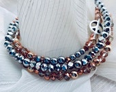 Hematite, Rose Gold, and Silver Anklet Set