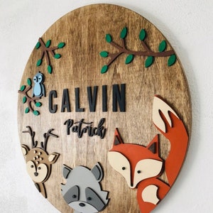 Woodland Nursery Name Sign | Woodland Nursery Sign | Woodland Creatures | Customized Nursery Sign| Woodland Theme Nursery Name Sign | Animal