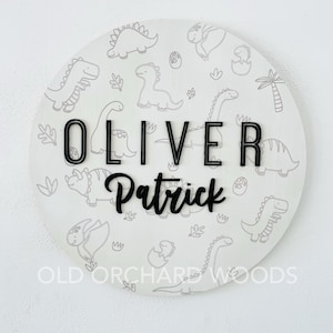 Dinosaur Nursery Sign | Customized Nursery Sign | Dinosaur Decor | Baby Name Sign | Round Nursery Sign | Dinosaur | Baby Shower Gift
