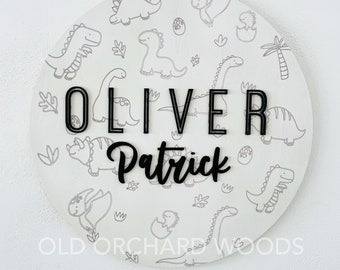 Dinosaur Nursery Sign | Customized Nursery Sign | Dinosaur Decor | Baby Name Sign | Round Nursery Sign | Dinosaur | Baby Shower Gift