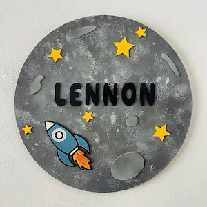 Space Sign | Outer Space Name Sign | Galaxy Room | Moon | Rocket Sign | Space Nursery Sign | Round Name Sign | Space Nursery